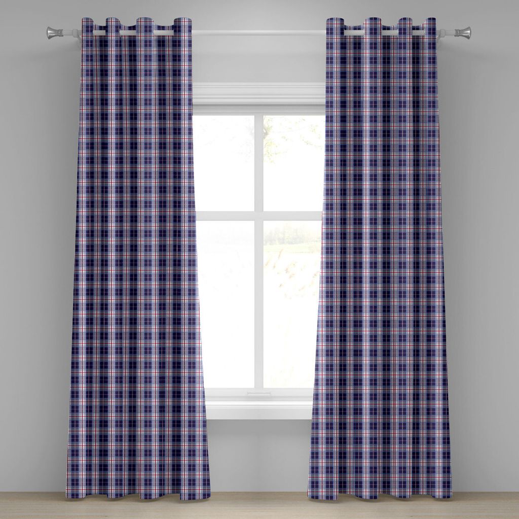 ABAKUHAUS Kariert Ösenvorhang, Klassischer Vintager Entwurf mit vibrierenden Farben Schottische Tartan-Fliese, Dekorative 2-Panel-Fenstervorhänge...