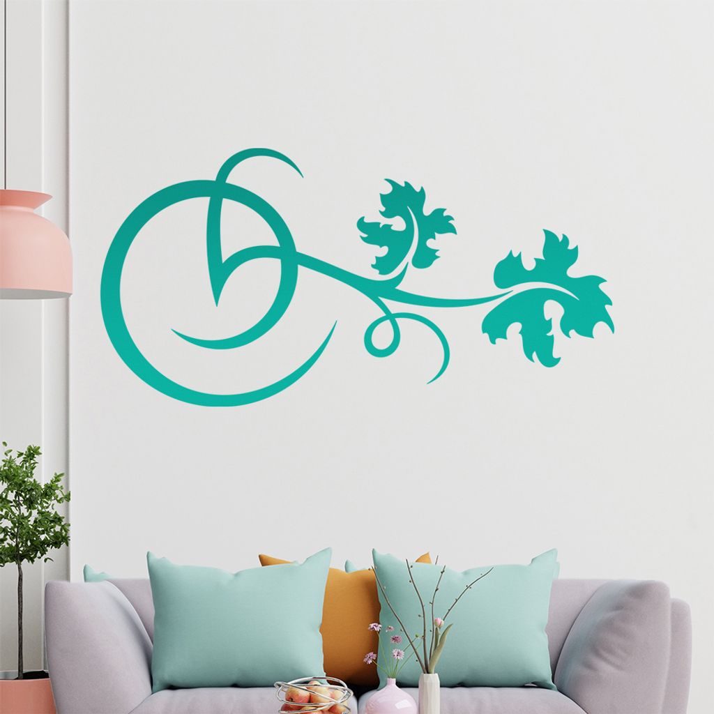 Blätter - Linien Wandtattoo in 6 Größen - Wandaufkleber Wall Sticker - Dekoration, Küche, Wohnzimmer, Schlafzimmer, Badezimmer
