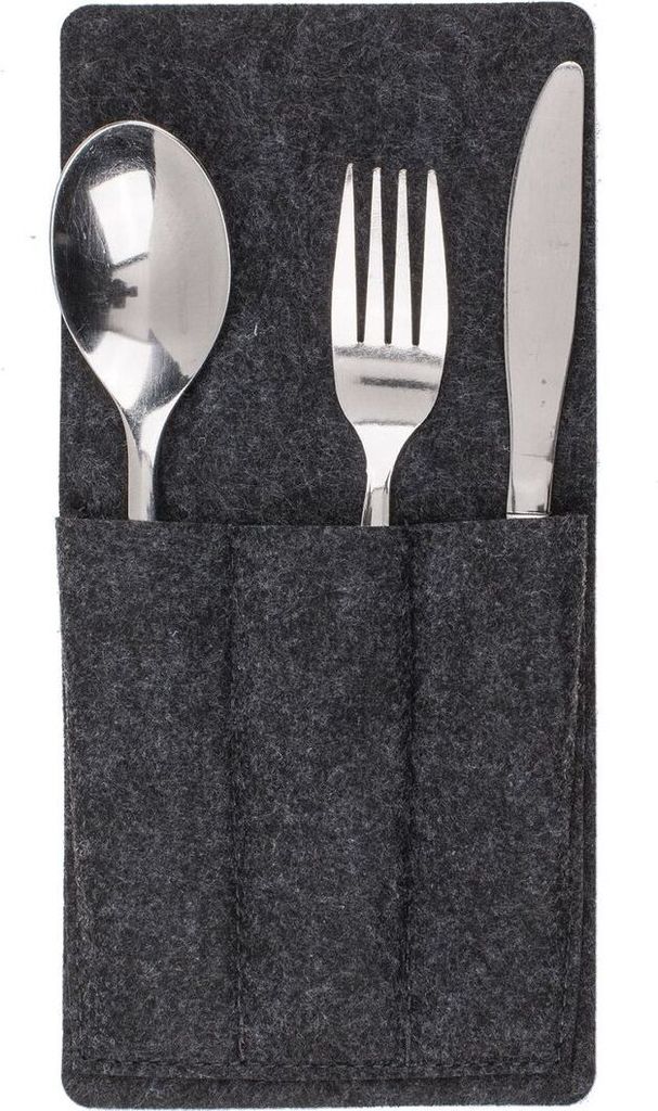 Tischset Bestecktasche in Grau oder anthrazit 24x12 cm aus Filz Platzset, Farbe:anthrazit