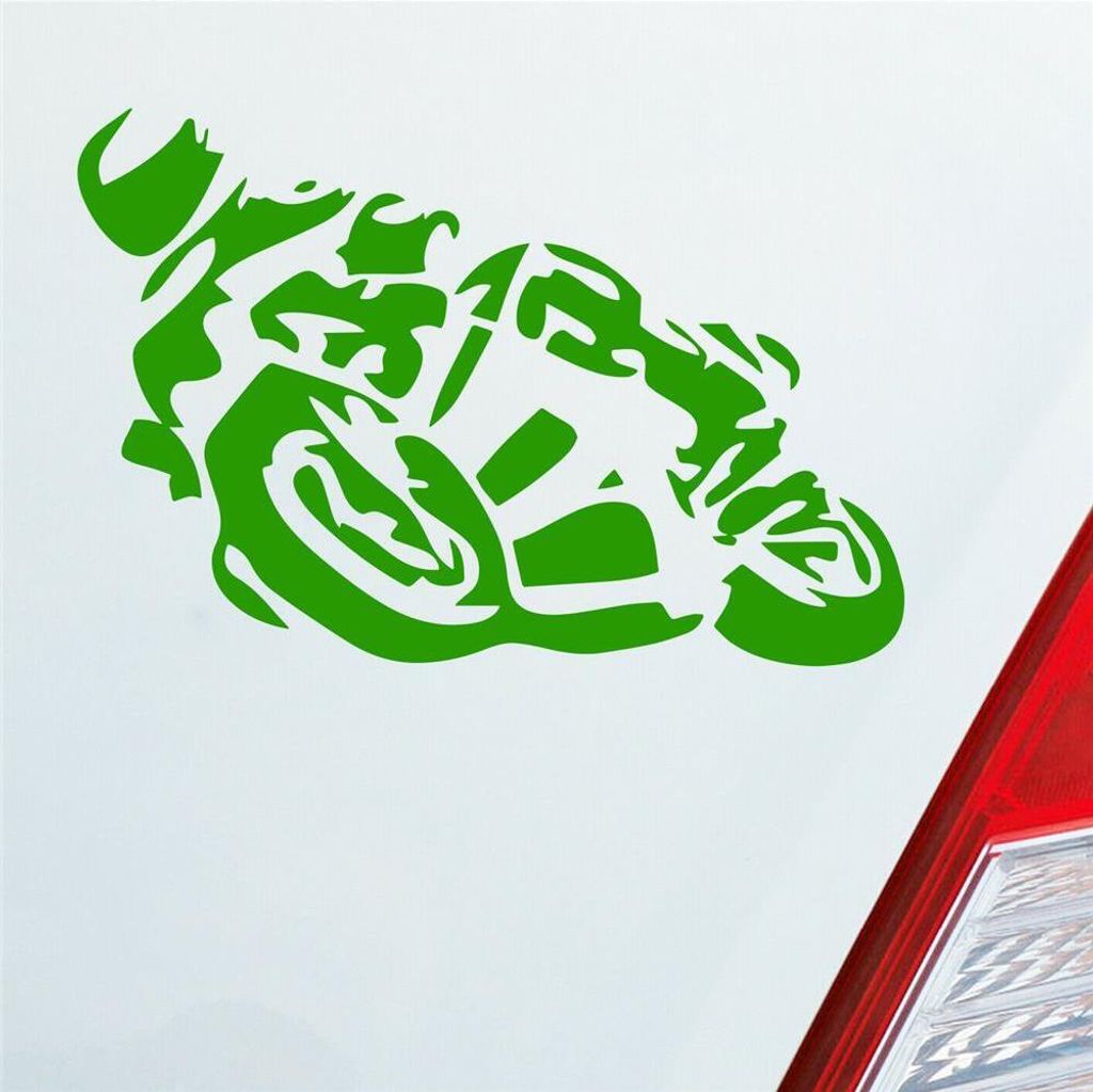 Auto Aufkleber Motorrad Mopped Biker Moped 10x7 cm Hellgrün Sticker Heckscheibenaufkleber