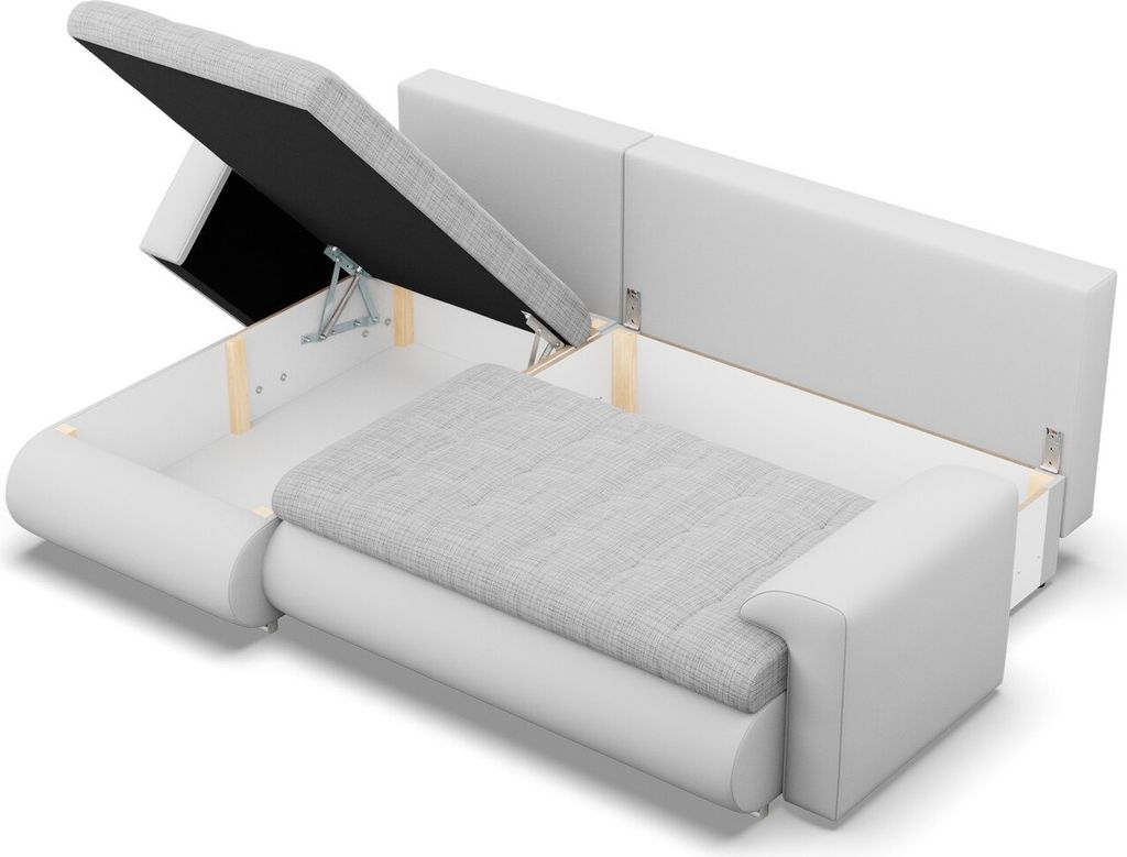 Links Ecksofa mit Schlaffunktion FORESTA, Sofa mit bettkasten 230x159cm, Cord, Grau