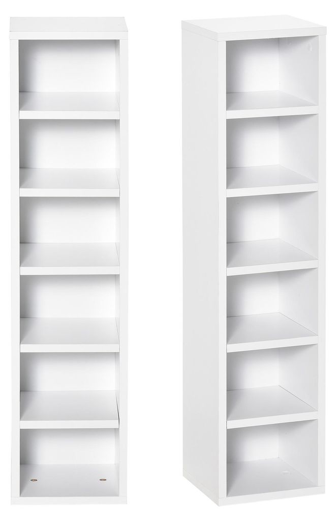 2-teiliges CD-Regal aus Holz mit 12 F?chern, wei?, 21 x Produktbild 