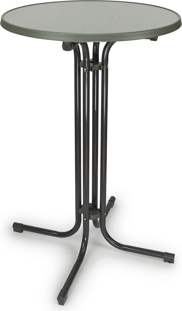 BeFair Gastro Stehtisch Klappbar Ø 70 cm Nico Bistrotisch Partytisch Rund Grau Klapptisch mit 4 Haken für Jacken oder Taschen ...