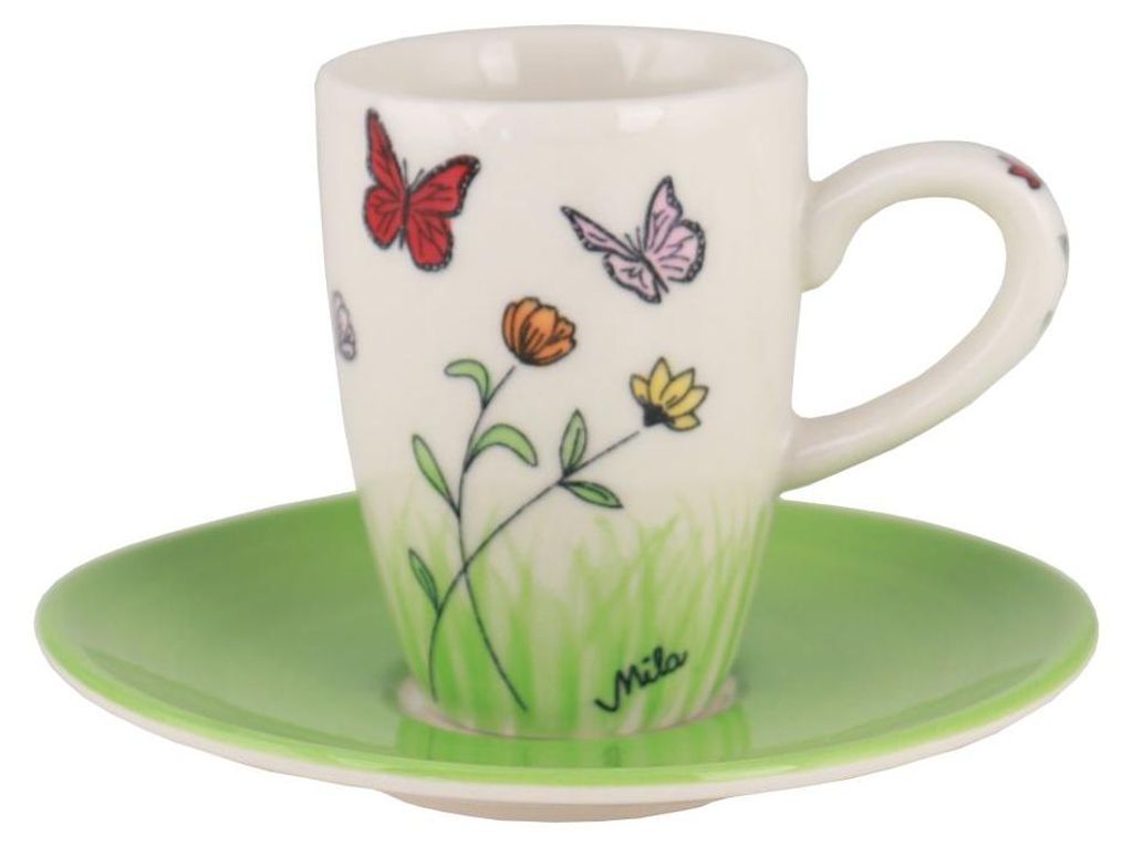 Mila Keramik Espresso-Tasse mit Untere Schmetterlinge Produktbild 
