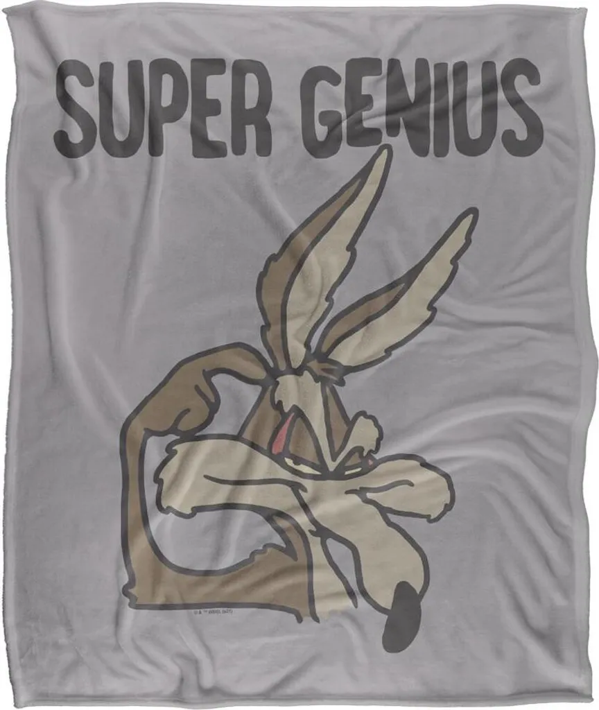 Plaid Looney Tunes Coloré Super Genius pour Canapé et Chambre Adulte