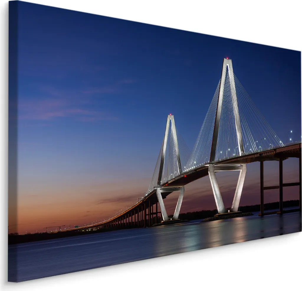 Stampa d'Arte Arthur Ravenel Jr. Bridge 90x60cm - Quadro XXL su Tela