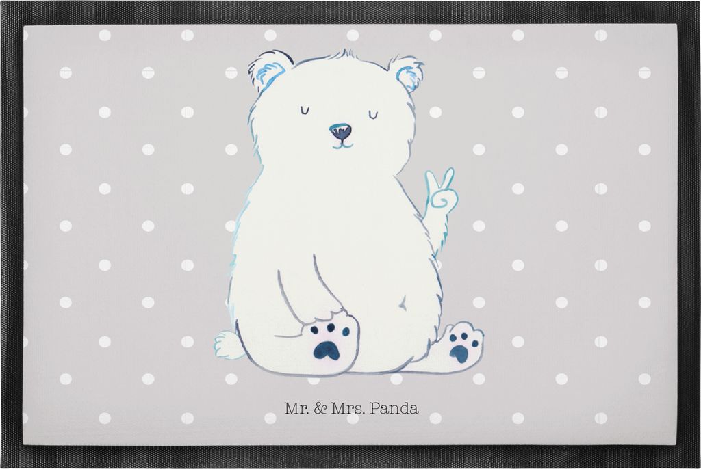 Mr. & Mrs. Panda fußmatte Eisbär Faul 50 x 75 cm - Grau Pastell - Geschenk, Teddy, Fußabstreifer, Büro, Arbeit, Bodenvorleger, Bär, Homeoffice...