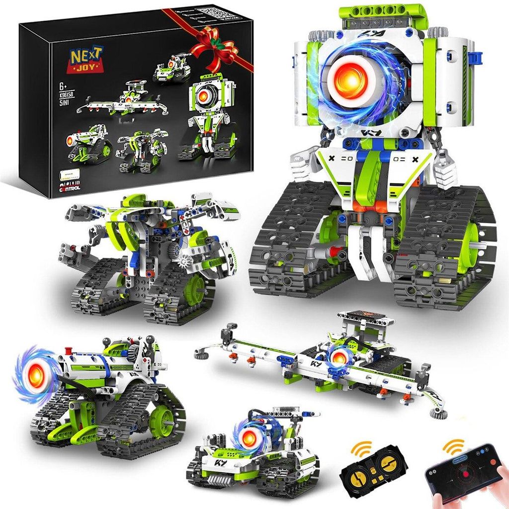 Technik Roboter Kinder fuer Jungen, 5 in 1 Roboter Programmierbares Bauspielzeug mit Ferngesteuert & App£¬Kreatives Geschenk fuer Kinder ab 8+ Ju...
