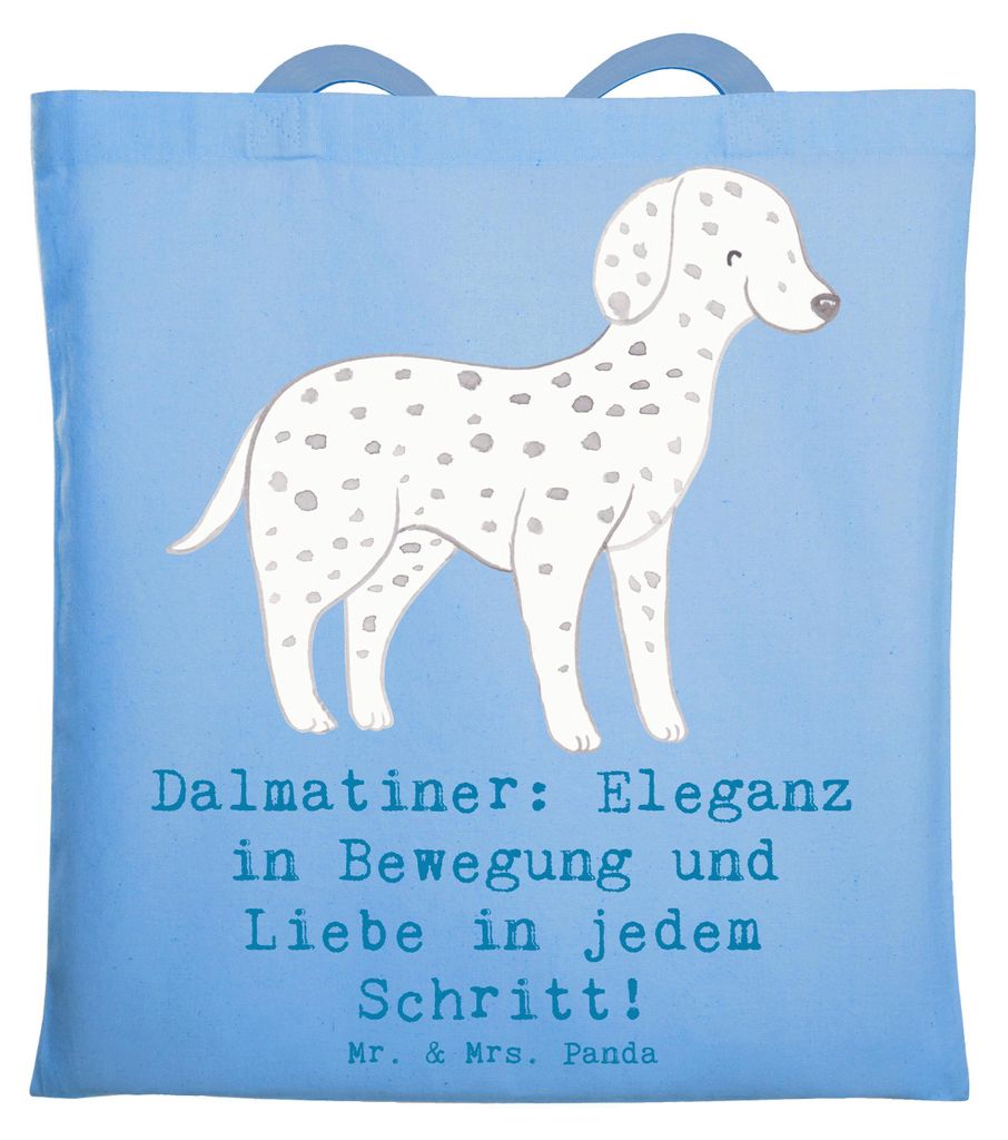 Mr. & Mrs. Panda Tote Bag Dalmatiner Charme - Sky Blue - Geschenk, Eleganz, Energie, Geschichte, Jutebeutel, Einkaufstasche, Beutel, Herzenserobere...