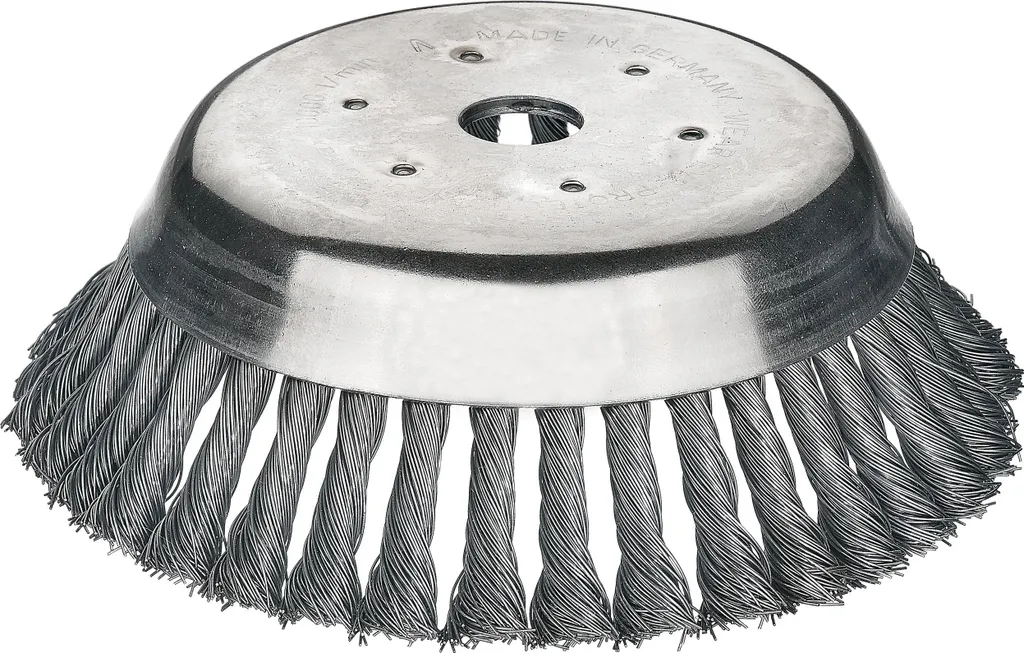 Spazzola conica Lessmann annodata 155 mm supporto 25,4 mm, in filo d'acciaio ad alta resistenza