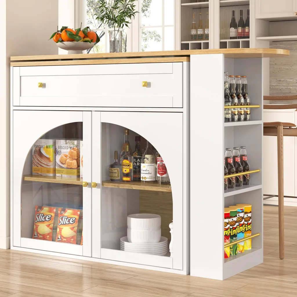 Table de bistrot modulable pour petit espace avec grand rangement blanc - 4