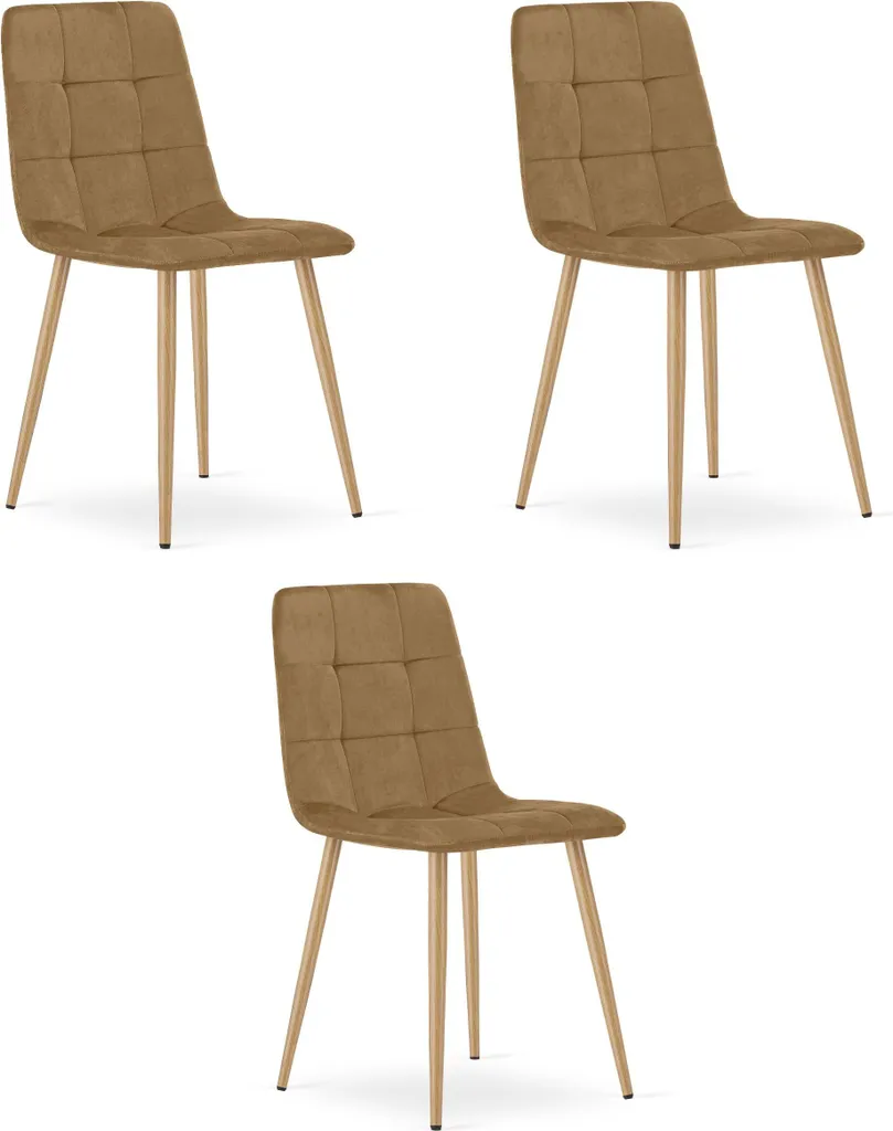 Sedia Design KARA Marrone Velluto x3 - Gambe Legno Stile Moderno