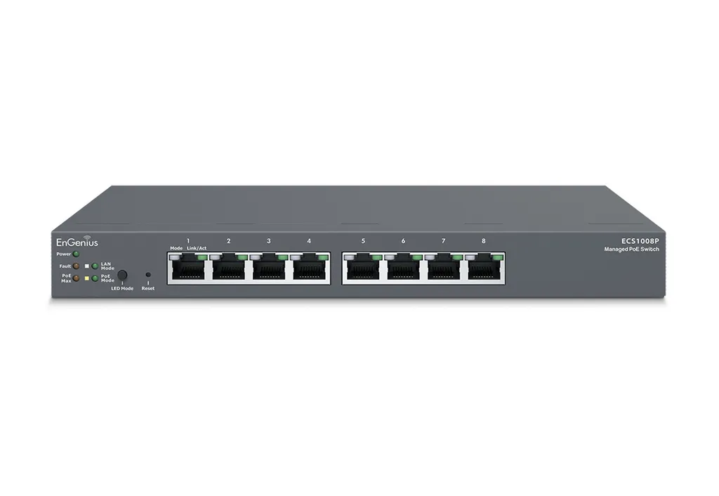Switch Ethernet PoE Géré L2 8 Ports Gigabit EnGenius Cloud ECS1008P