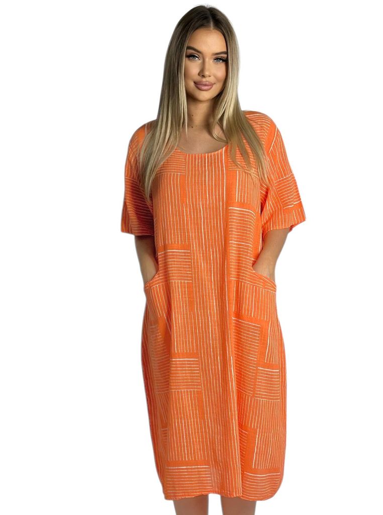377_Baumwollekleid Orange Einheitsgr. 36-42