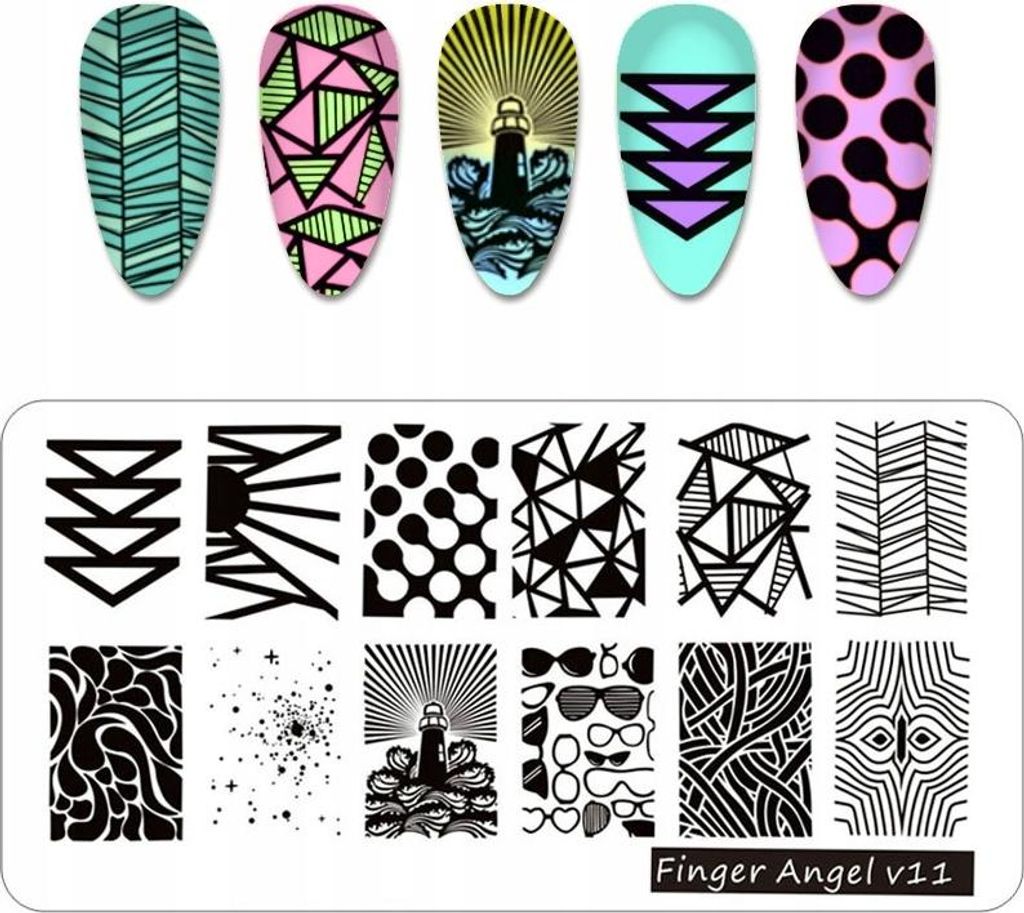 Finger Angel Nail Art Stempelplatte - V11
