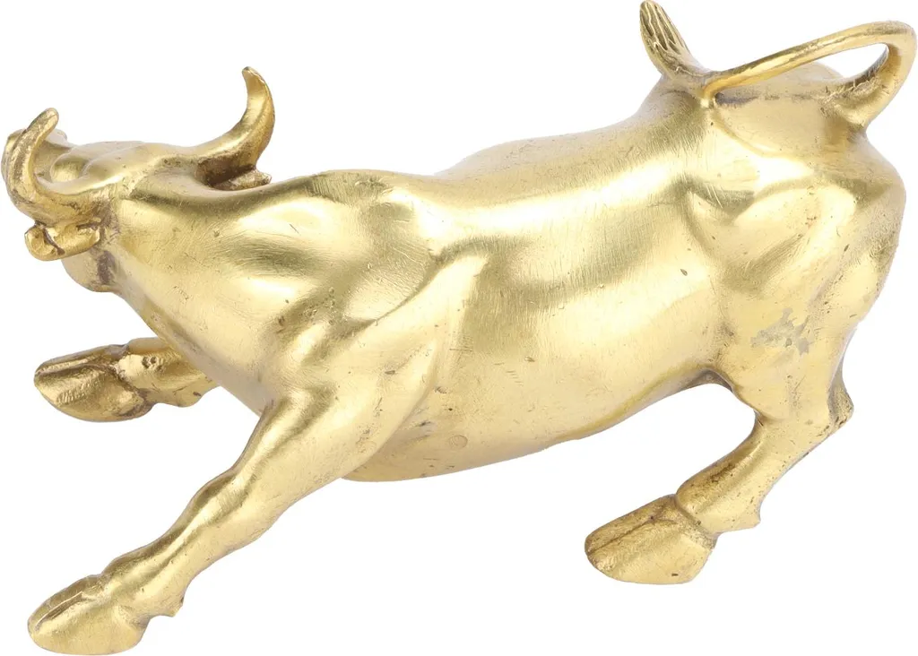 Sculpture Animale Taureau en Laiton - Objet Décoration Bureau et Vitrine - 5