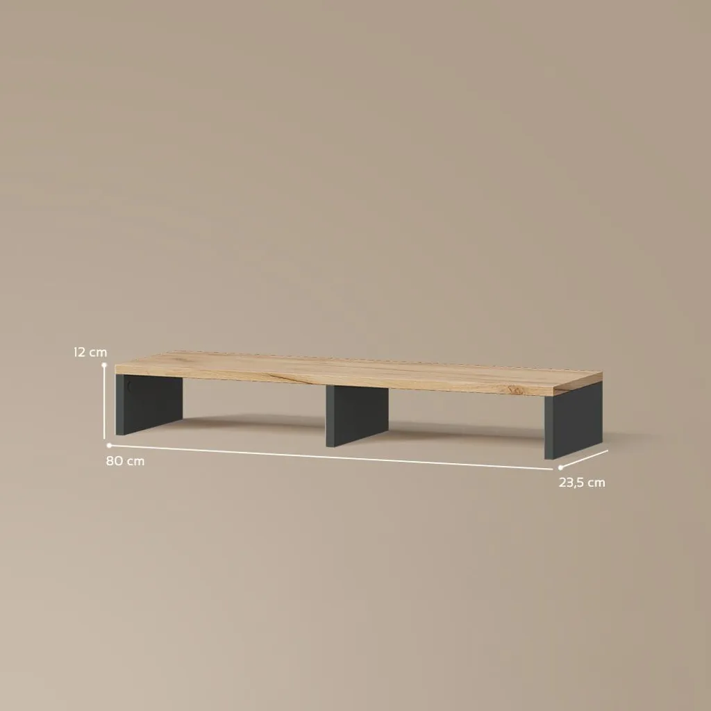 Support écran Ergonomique Livinity Lorena 80cm, Chêne Doré et Anthracite