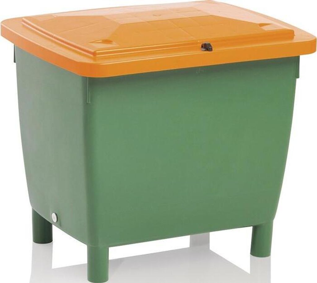 Streugutbehälter L790xB605xH775mm 210l HD-PE grün/orange Produktbild 