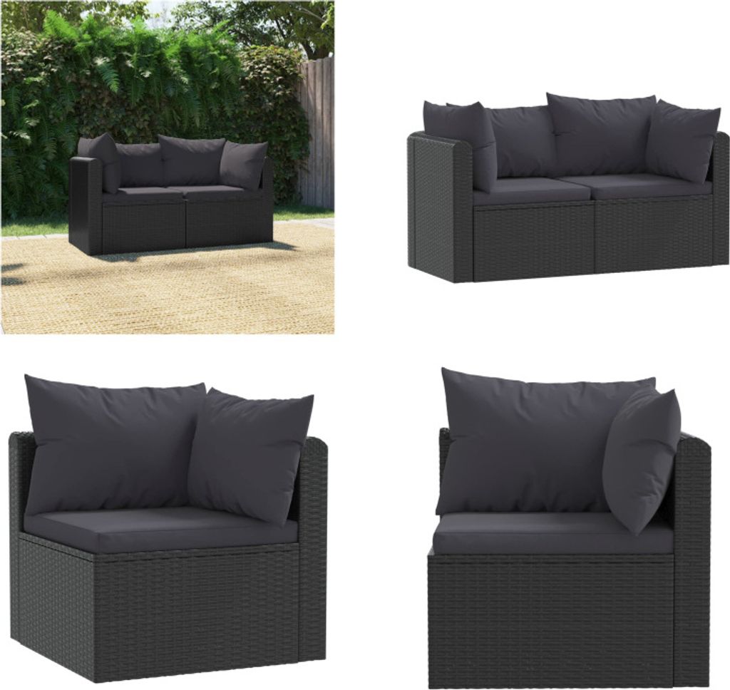 vidaXL 2 tlg. Garten Sofagarnitur mit Auflagen Poly Rattan Produktbild 