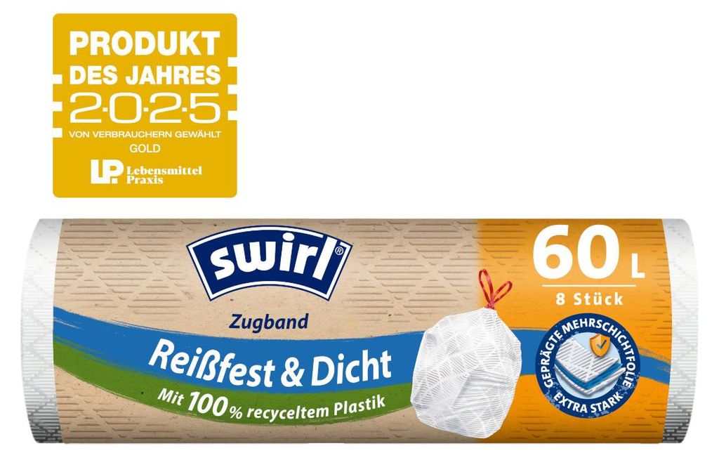 Worki na śmieci Swirl z elastycznym sznurkiem 60 l, Zdjęcie produktu 