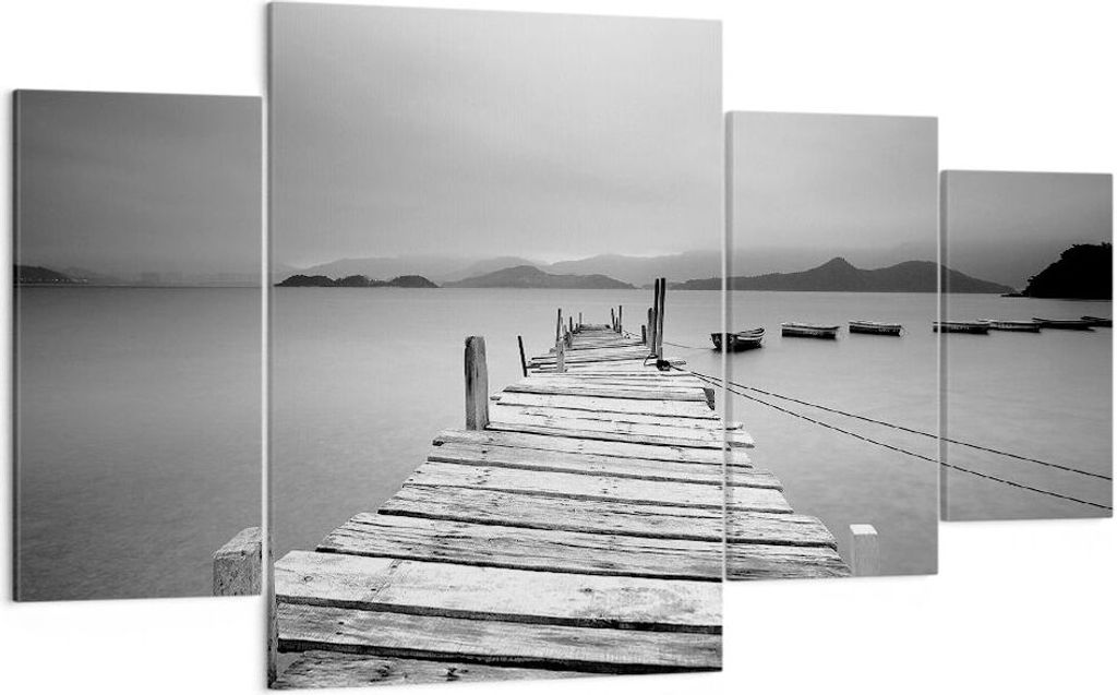 Bild auf Leinwand - Leinwandbild - Brücke See - 160x90cm - Wand Bild - Wanddeko - Wandbilder - Leinwanddruck - Bilder - Kunstdruck - Wanddekoratio...