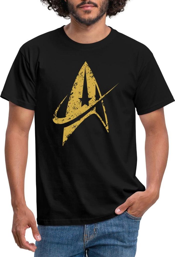 Spreadshirt Star Trek Discovery Delta Abzeichen Gold Männer T-Shirt, L, Schwarz