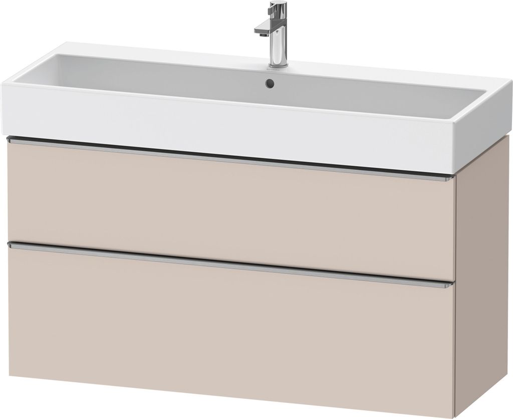 Duravit D-Neo Waschtischunterbau wandhängend, 1184x625x442mm, 1 Auszug, 1 Schubkasten, mit Griff Edelstahl gebürstet, DE4375070910000
