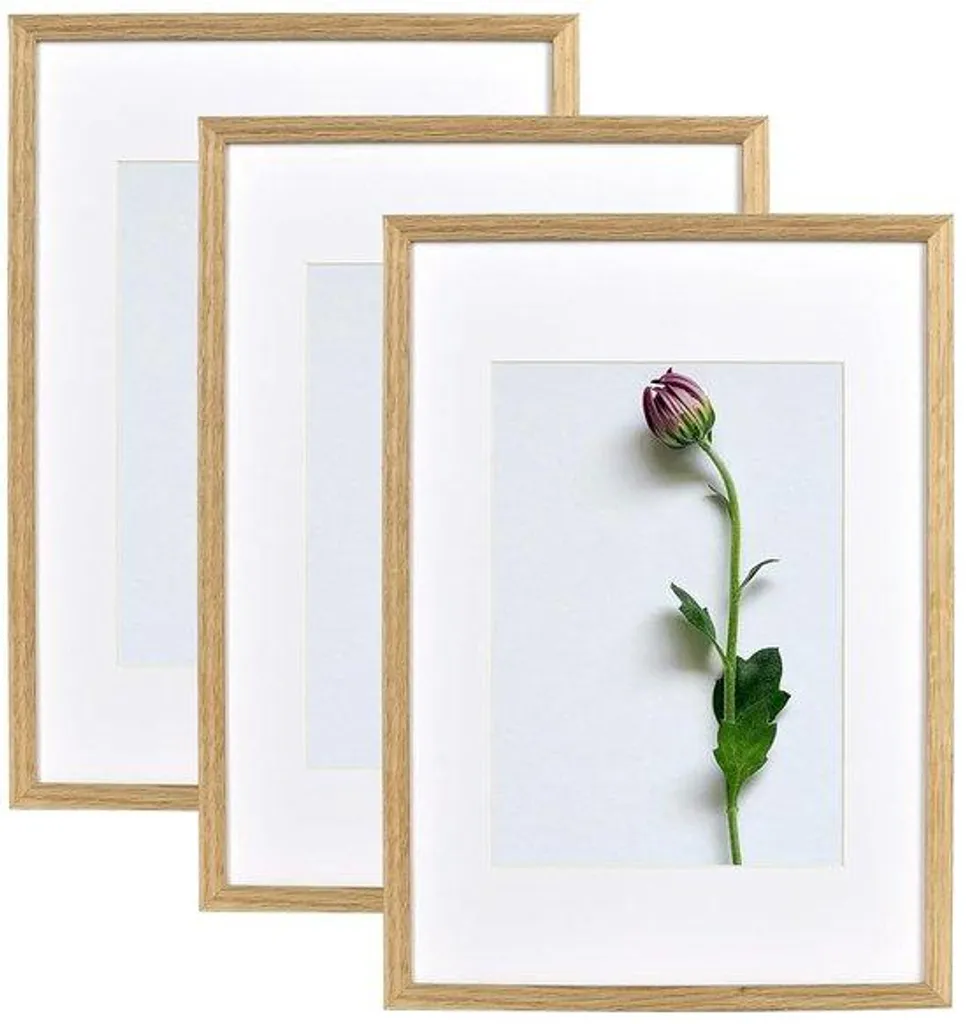 Cadre photo A4 plexiglas finition chêne lot de 3 cadres muraux bois