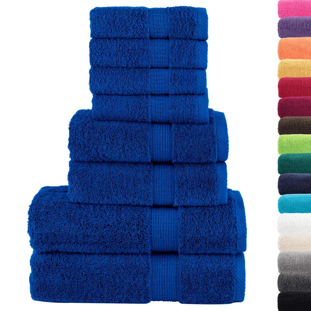 Set Bagno vidaXL SOLUND Blu Navy 8 Pezzi - Cotone 600 GSM Lusso