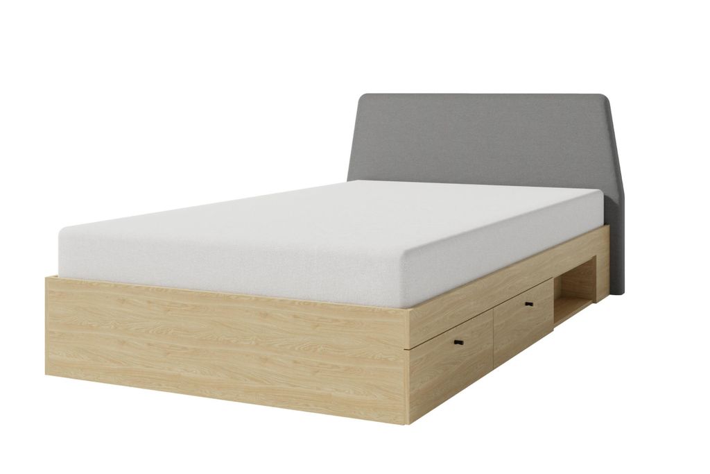 JUGENDBETT ALBI 120/200 in Geölte Eiche / Grau