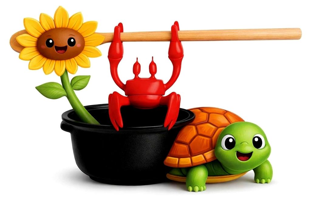 Crab Spoon Holder Silicone Spoon Rest,Krabbe Kochlöffelhalter Silikon Rot – Hitzebeständiger Löffelablage mit Dampfablass, Rutschfester Topfcl...