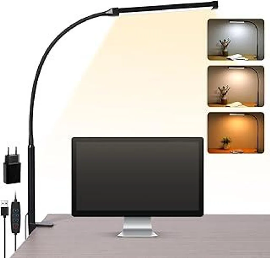 Lampada da Lettura LED con Morsetto Nera - Facile e Riposante