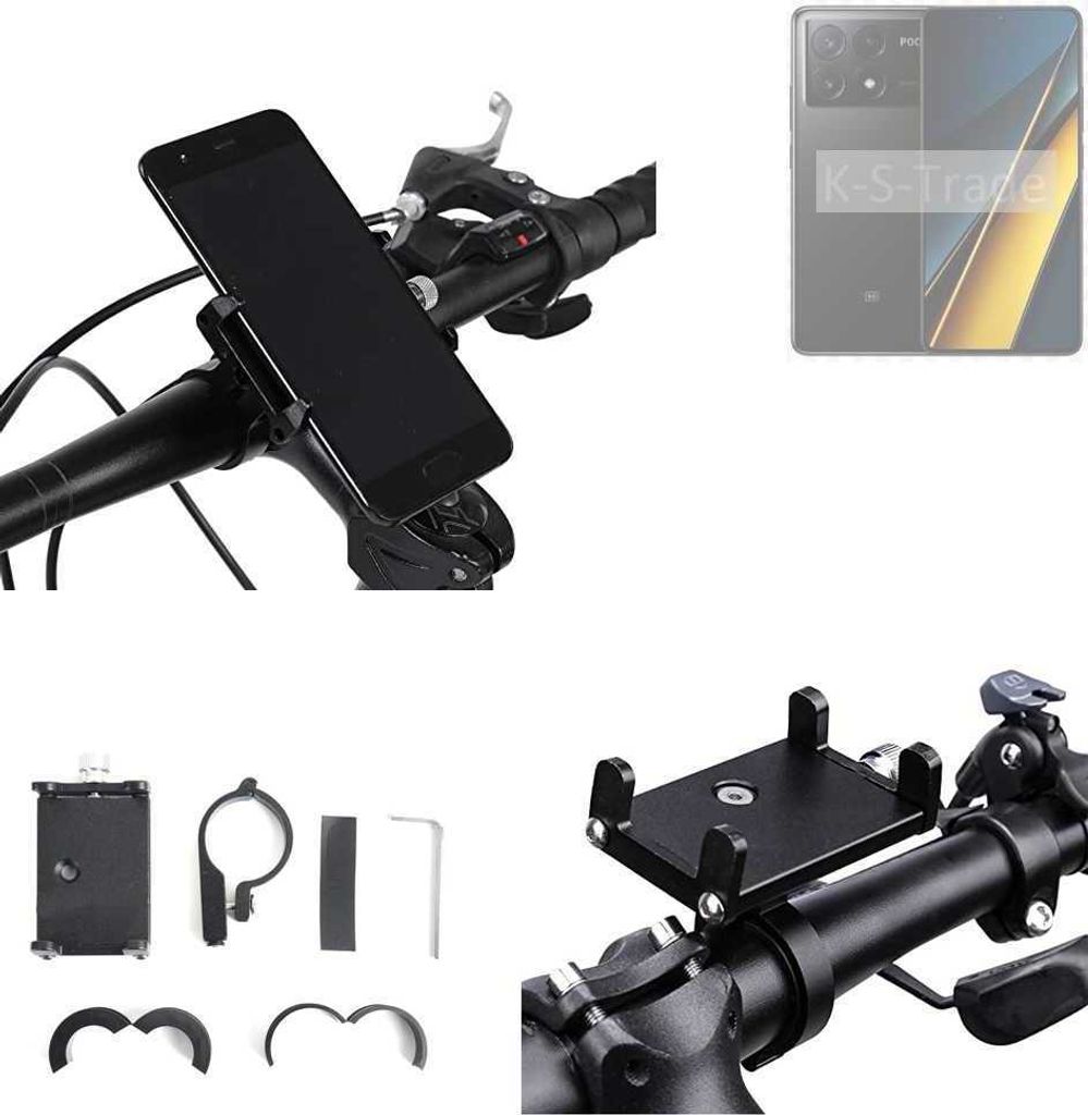 K-S-Trade Handyhalterung für das Fahrrad kompatibel mit POCO X6 Pro 5g Halter Lenkstange Fahrradhalterung Motorrad Bike Mount Befestigung Smartphone