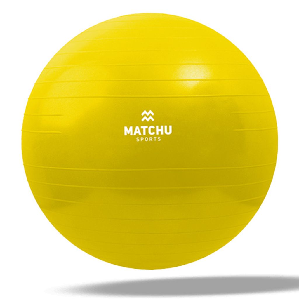 Matchu Sports Gymnastikball (45 cm Gelb Anti-Burst) mit Luftpumpe, Sitzball Büro, Yogaball, Fitnesball, Pilatesball, Pezziball, Sport Ball