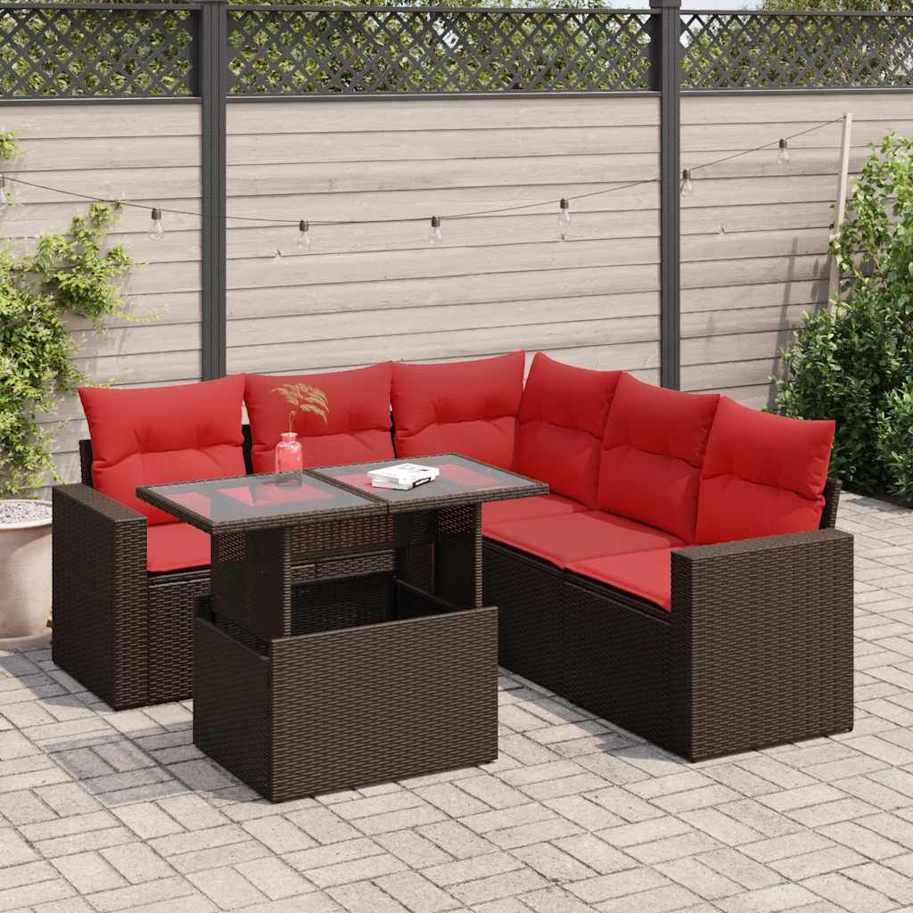 Maison Exclusive - 6-tlg. Garten-Sofagarnitur mit Kissen Braun Poly Rattan Akazie
