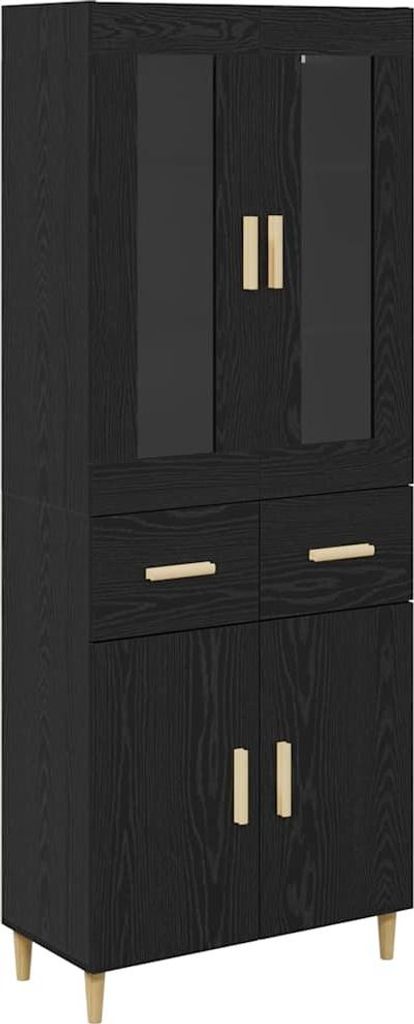 Highboard Schwarz Eichen-Optik 69,5 x 34 x 180 cm Holzwerkstoff