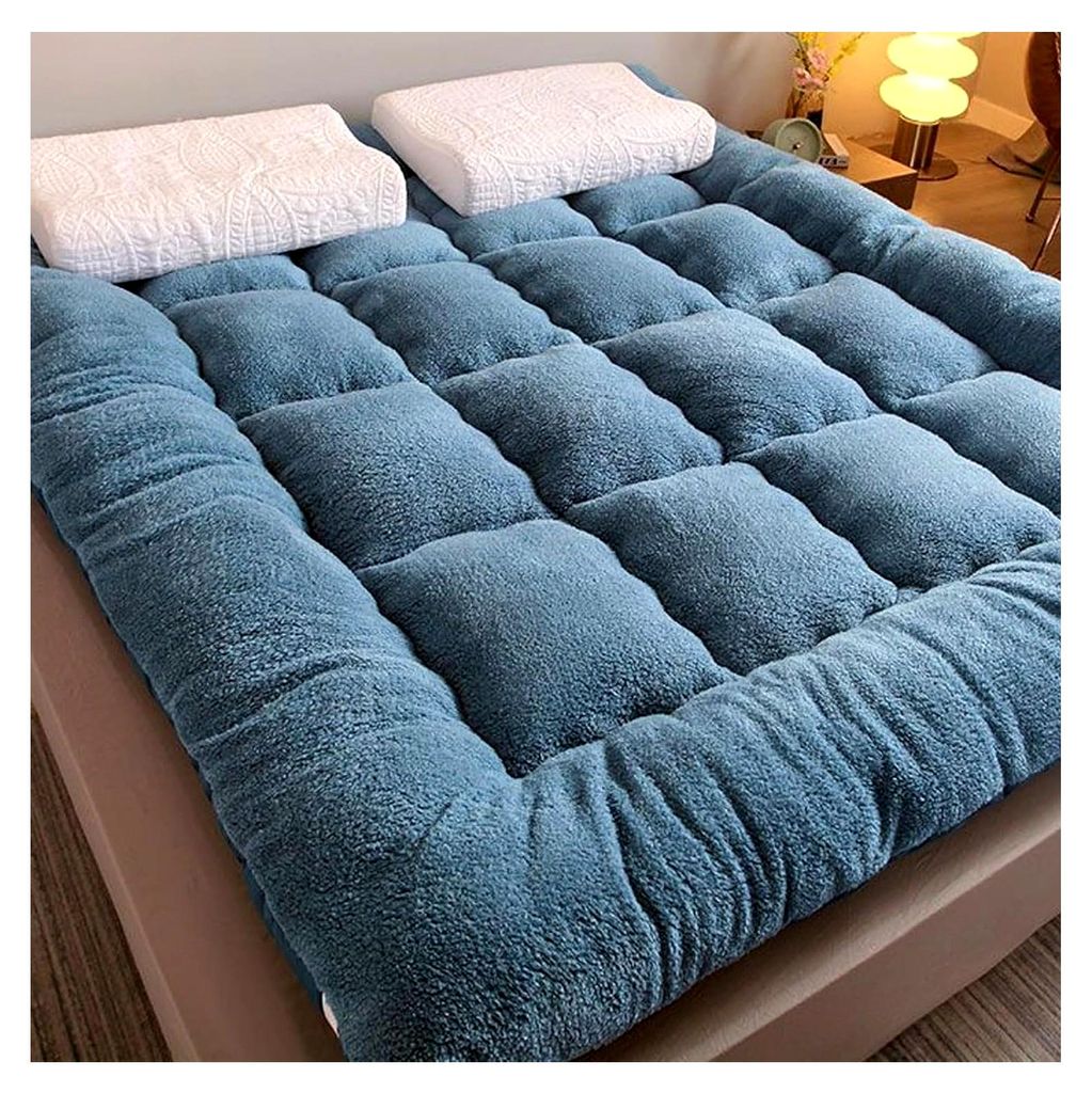 Faltbare Matratze – Blau, 12 faltbare Futon-Matten für den Boden, King-Size, dreifach faltbar, Queen-Matten im japanischen Stil mit aufrollbarem...