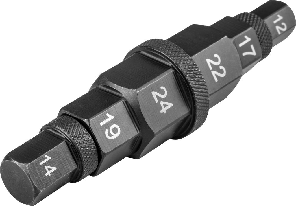 NEO TOOLS 6-in-1 Sechskantschlüssel für Motorrad-Wellenmuttern, Sechskantschlüssel für Motorrad-Achsen, mehrere Innensechskantgrößen 12-24 mm