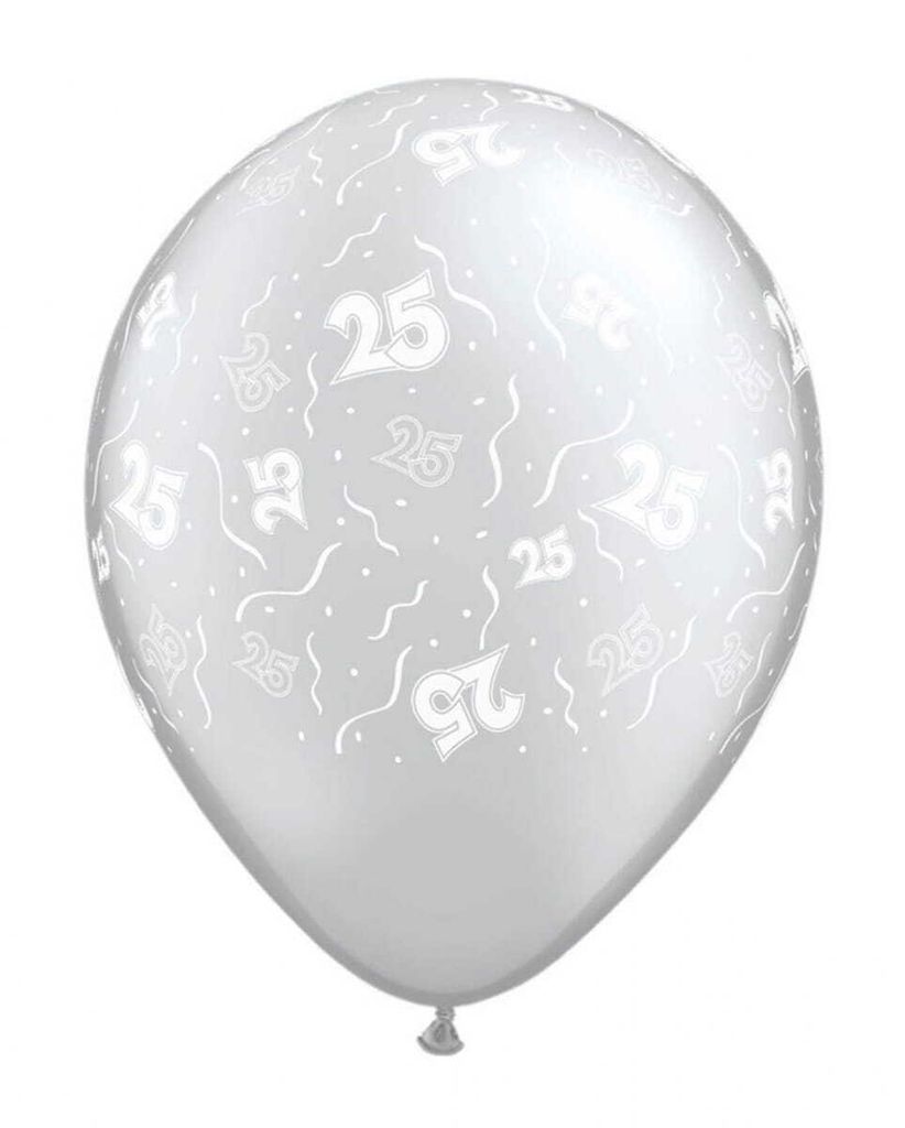 5er Pack 25 Jahre Luftballons für Geburtstag & Silberhochzeit