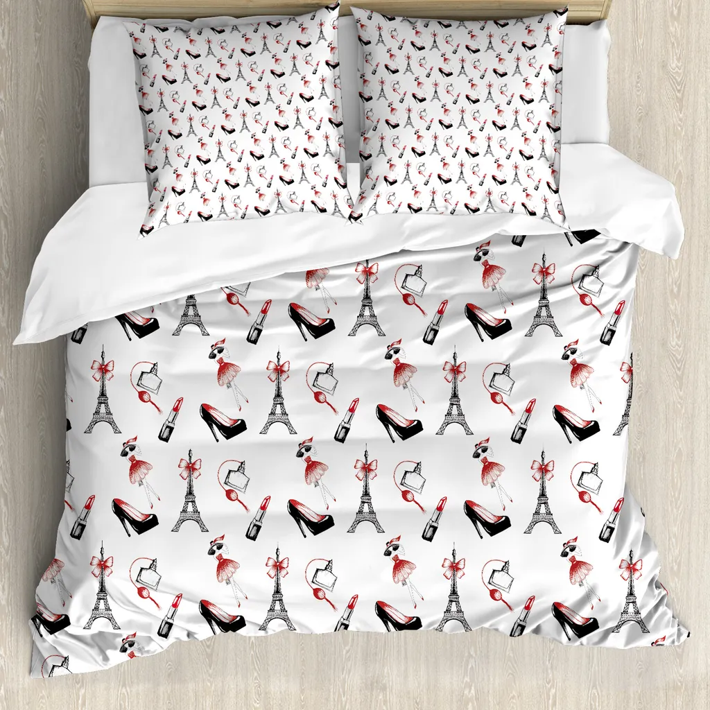 Housse de couette Eiffel anti-acariens 155x220cm hypoallergénique Noir