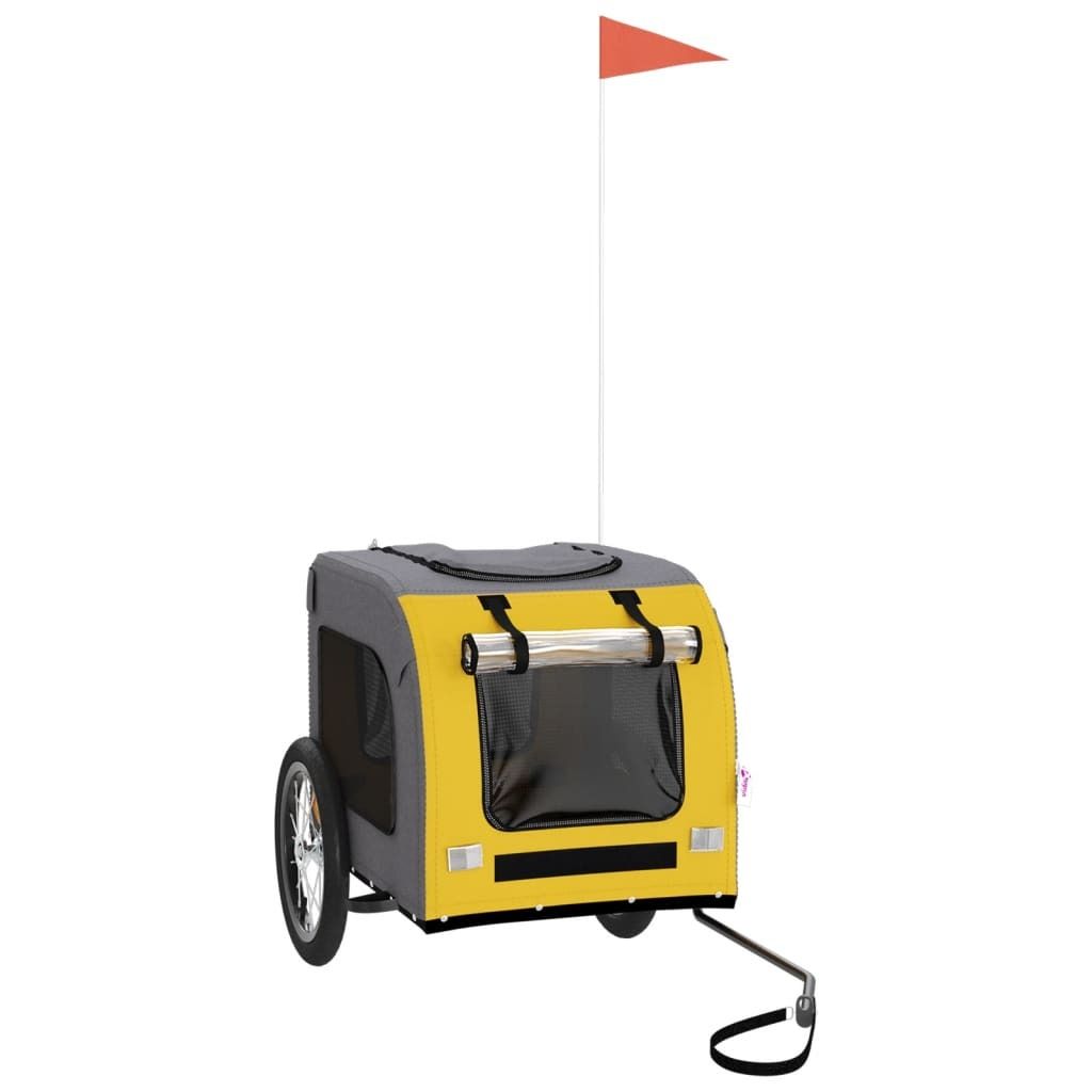 vidaXL Fahrradanhänger Hunde Gelb und Grau Oxford-Gewebe und Eisen