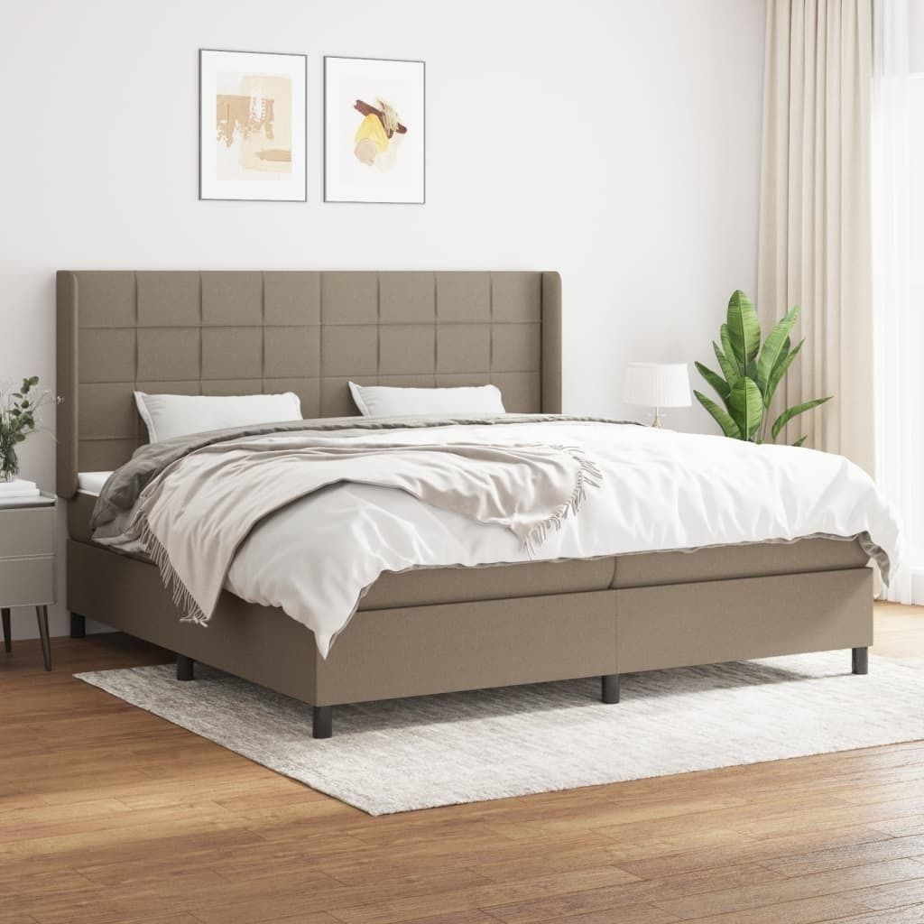 The Living Store Boxspringbett mit Matratze Taupe 200x200 cm Stoff