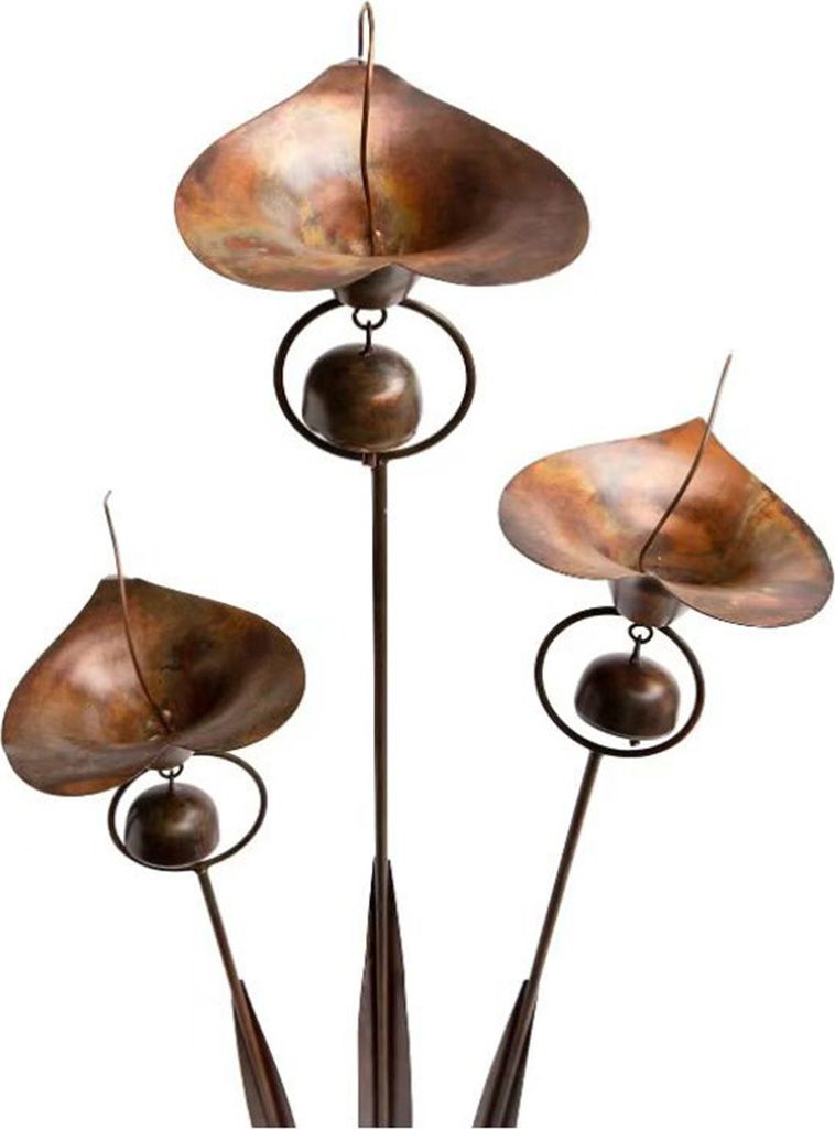 Calla-Lilien-Gartenstecker, Metall-Blumenstecker mit Glöckchen, Kunstblumen für den Außenbereich, Boden-Windspiel für Terrasse, Rasen, Hof, Dek...