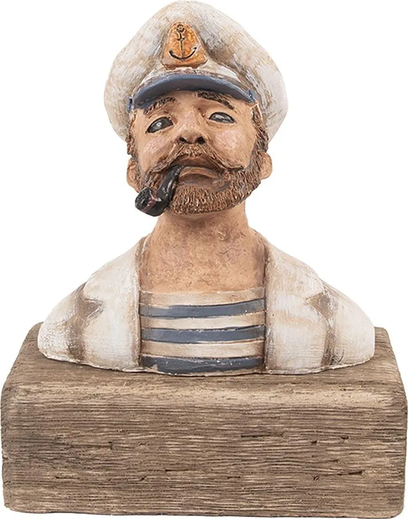 Statue Décorative de Marin en Bois Beige 20cm pour Ambiance de Mer