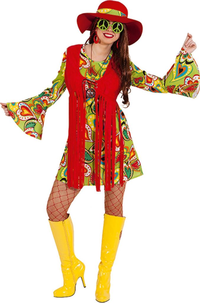 O9881-44 Hippy Kostüm Hippykleid Hippiekostüm Gr.44