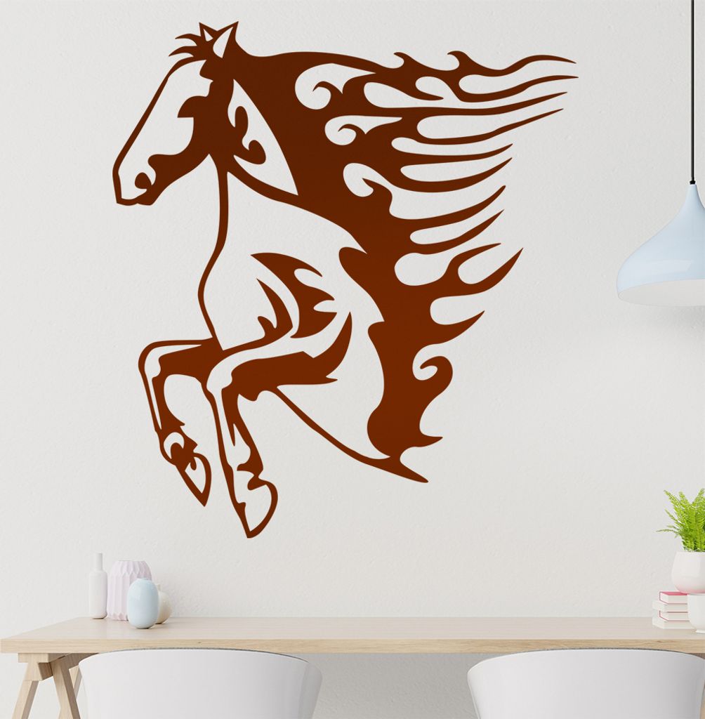Flammen Pferd Wandtattoo in 6 Größen - Wandaufkleber Wall Sticker - Dekoration, Küche, Wohnzimmer, Schlafzimmer, Badezimmer