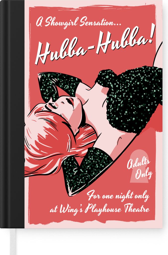 MuchoWow Notizbuch Tagebuch Haushaltsbuch Notebook A5 Illustration eines Pin-up-Girls mit Glitzerkleid - Notizblock - Notizheft - Notebook - Schr...