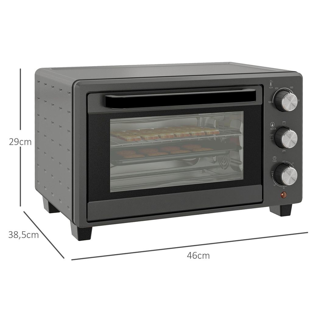 Forno Mini 21L 1400W HOMCOM - Timer 60 Min, Griglia E Teglia Incluse