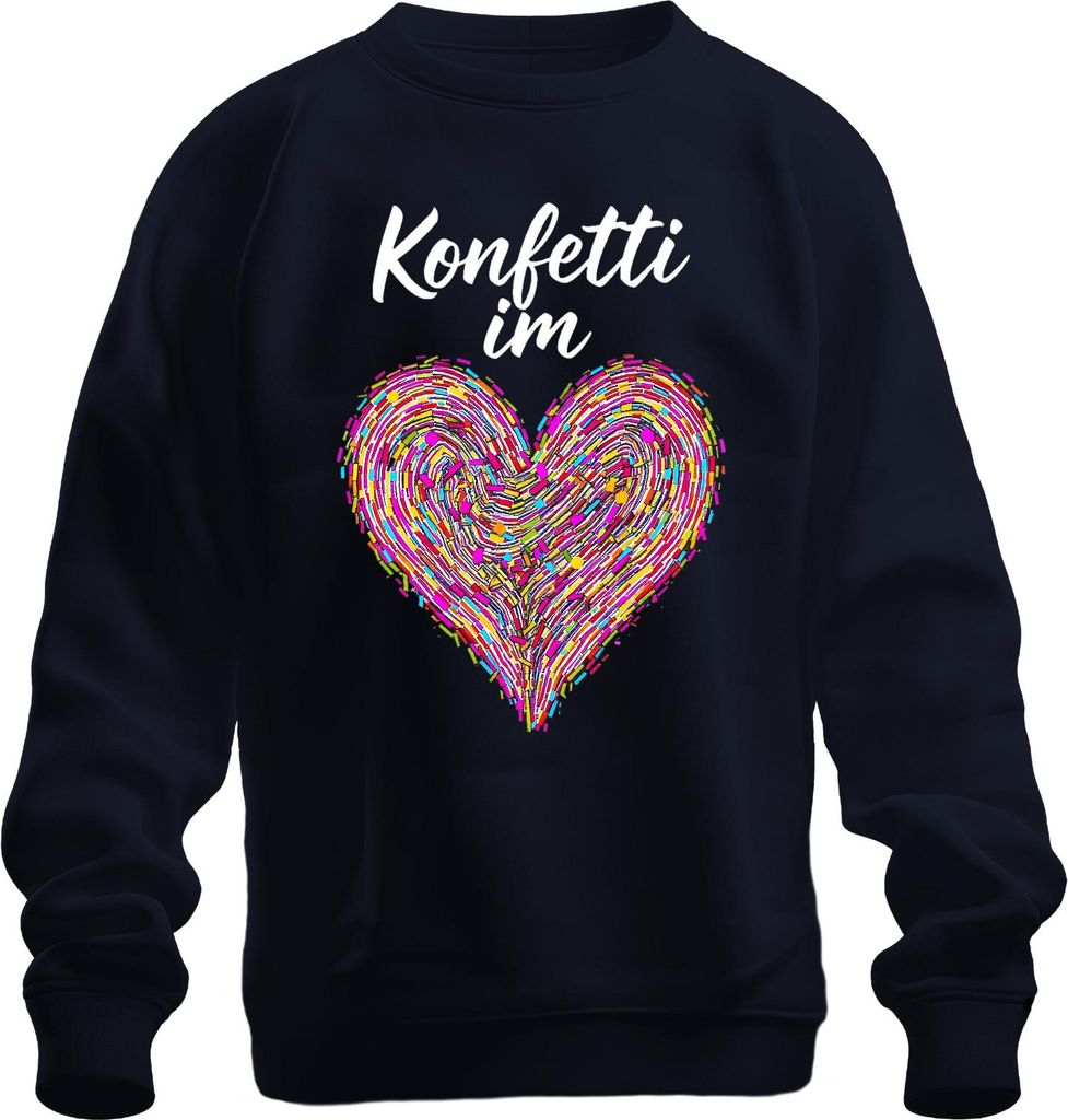 Konfetti Herz bunt Liebe Party Geburtstag Geschenk Valentinstag Uni Sweatshirt Pullover, Navy, M