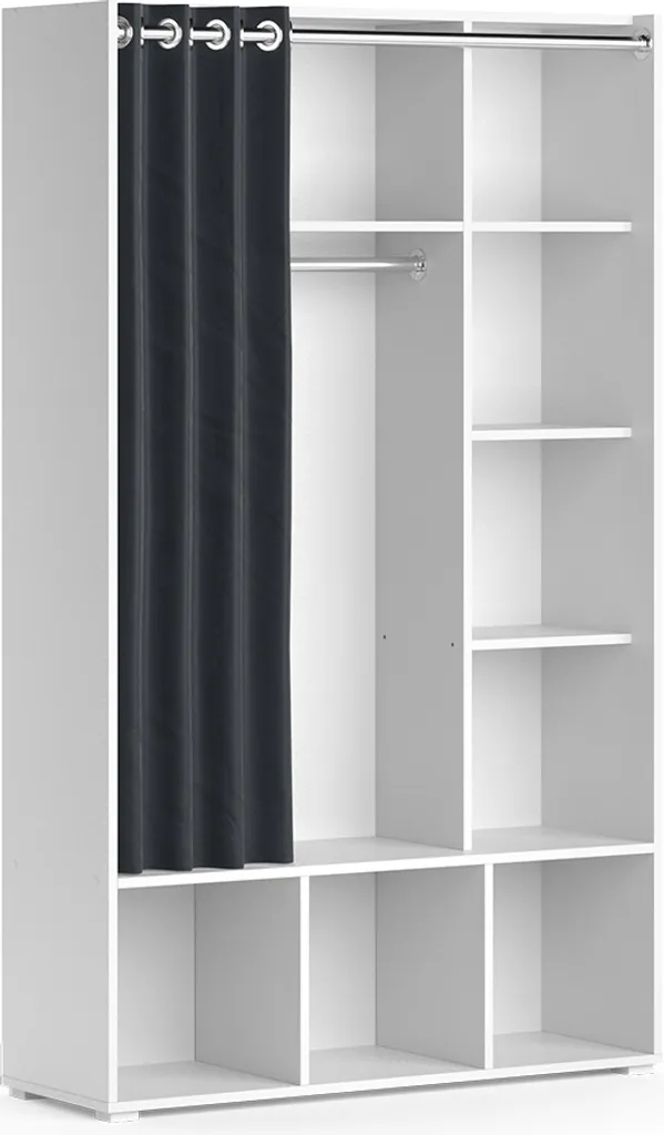Armoire de rangement Vicco Luigi 105cm Blanc avec tringle fonctionnelle
